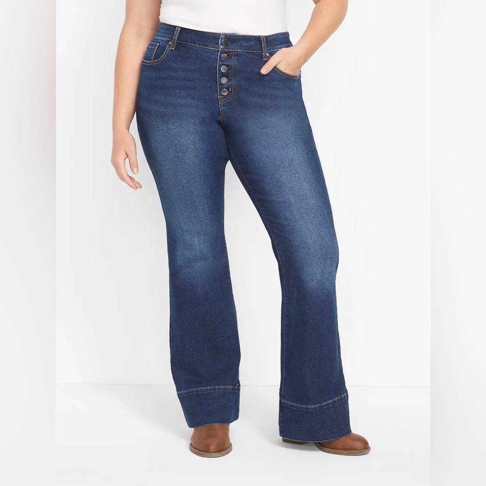 Lane Bryant Jeans Womens Plus Sz 22 Button Fly Stretch Wide Leg Trouser